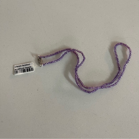 One of a kind faceted Amethyst beaded necklace 15” in length - Picture 6 of 10